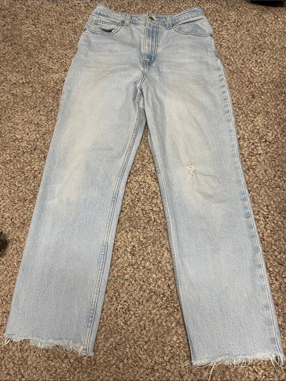 Levi’s 70s high rise slim straight Light Blue Women's frayed hem Jeans